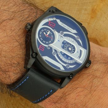 Zegarek męski Bruno Calvani Sport BC1349 Blue Black kwarcowy z grafitową tarczą i skórzanym paskiem blue.jpg